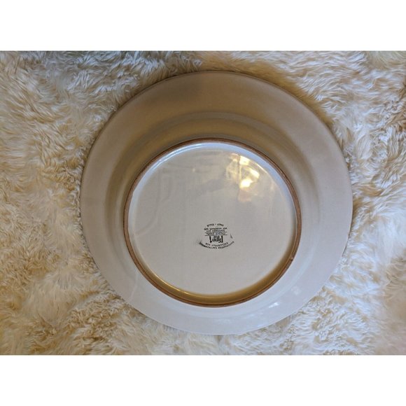 Pier One Italian Swirl Large 14.5" Serving Platter Chop Plate Orange Blue - Picture 3 of 4